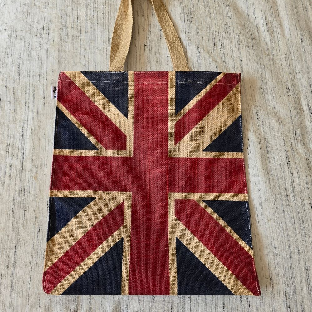 Union Jack Jute Tote Bag